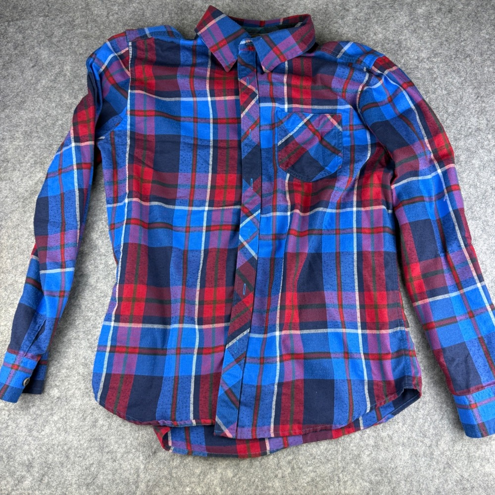 Marmot Mens Blue Red Plaid Flannel Long Sleeve Button‎ Up Shirt Large Hiking